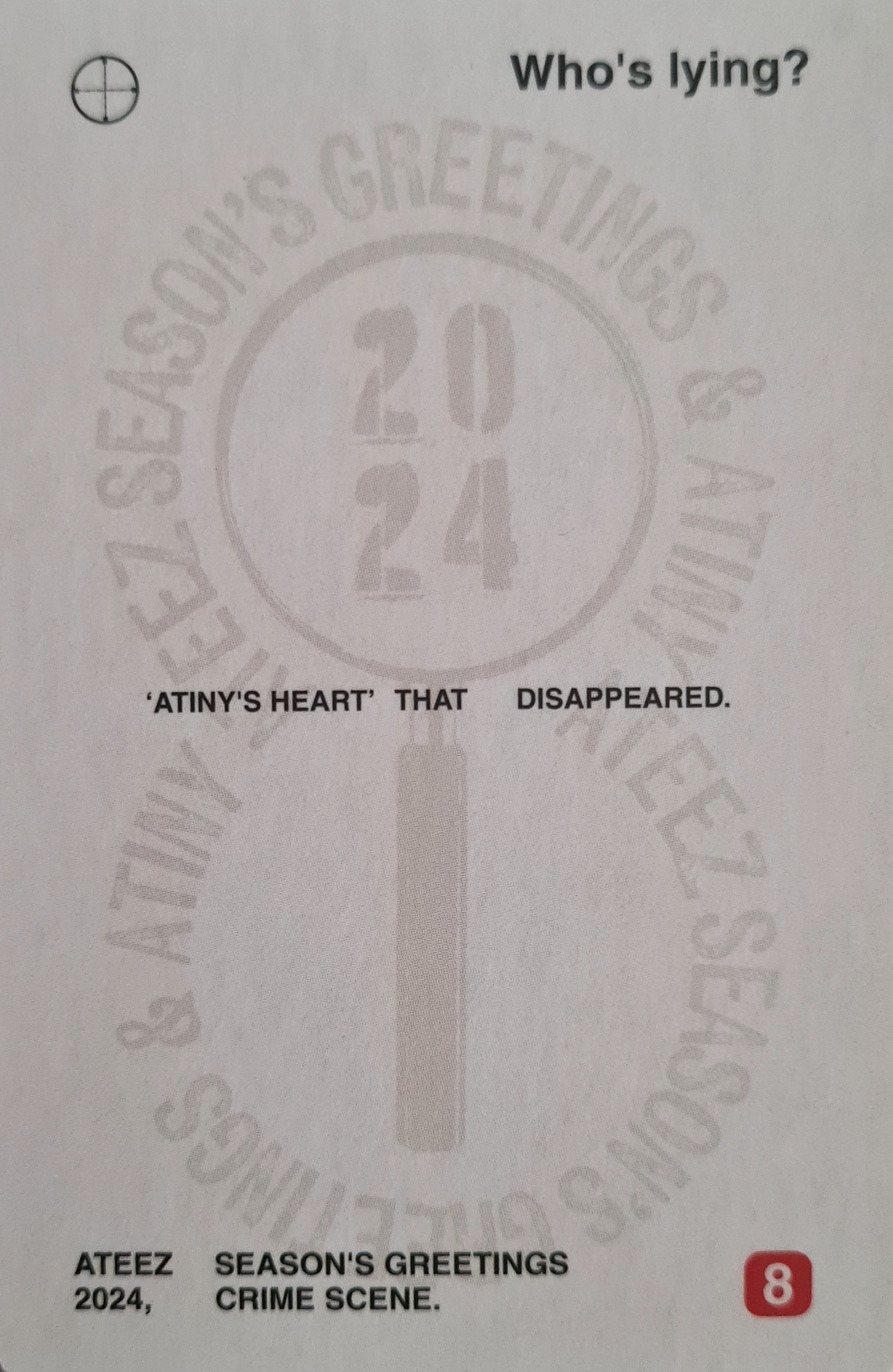 Mingi ATEEZ photocard back side - Yes24 Benefit