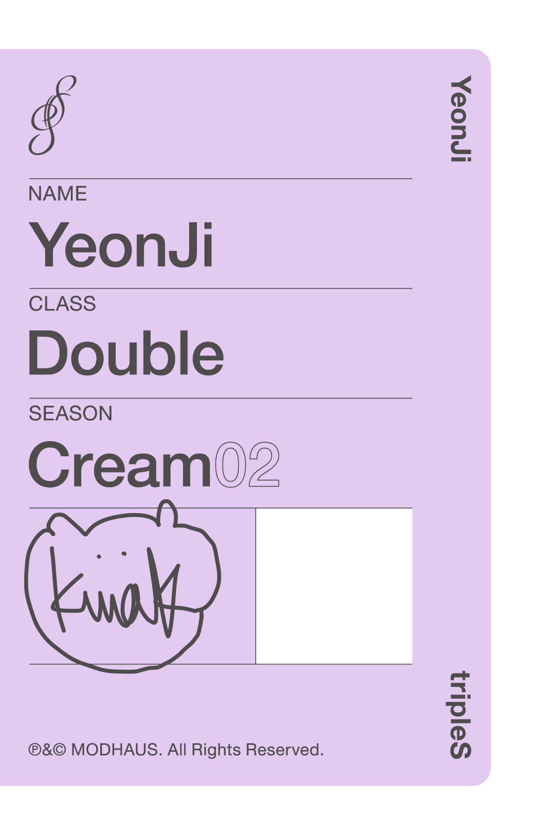 Yeonji tripleS photocard back side - Double Class Objekt