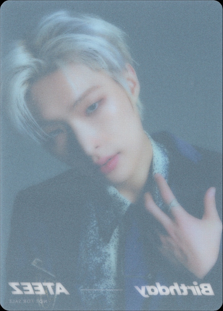 Mingi ATEEZ photocard back side - Clear Card Preorder Benefit