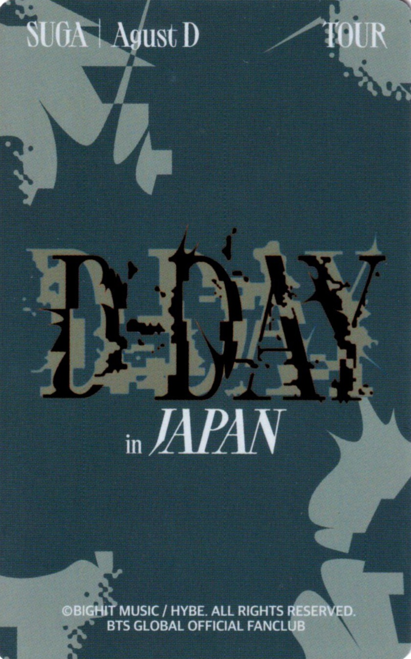 Suga Agust D photocard back side - Japan FC Benefit