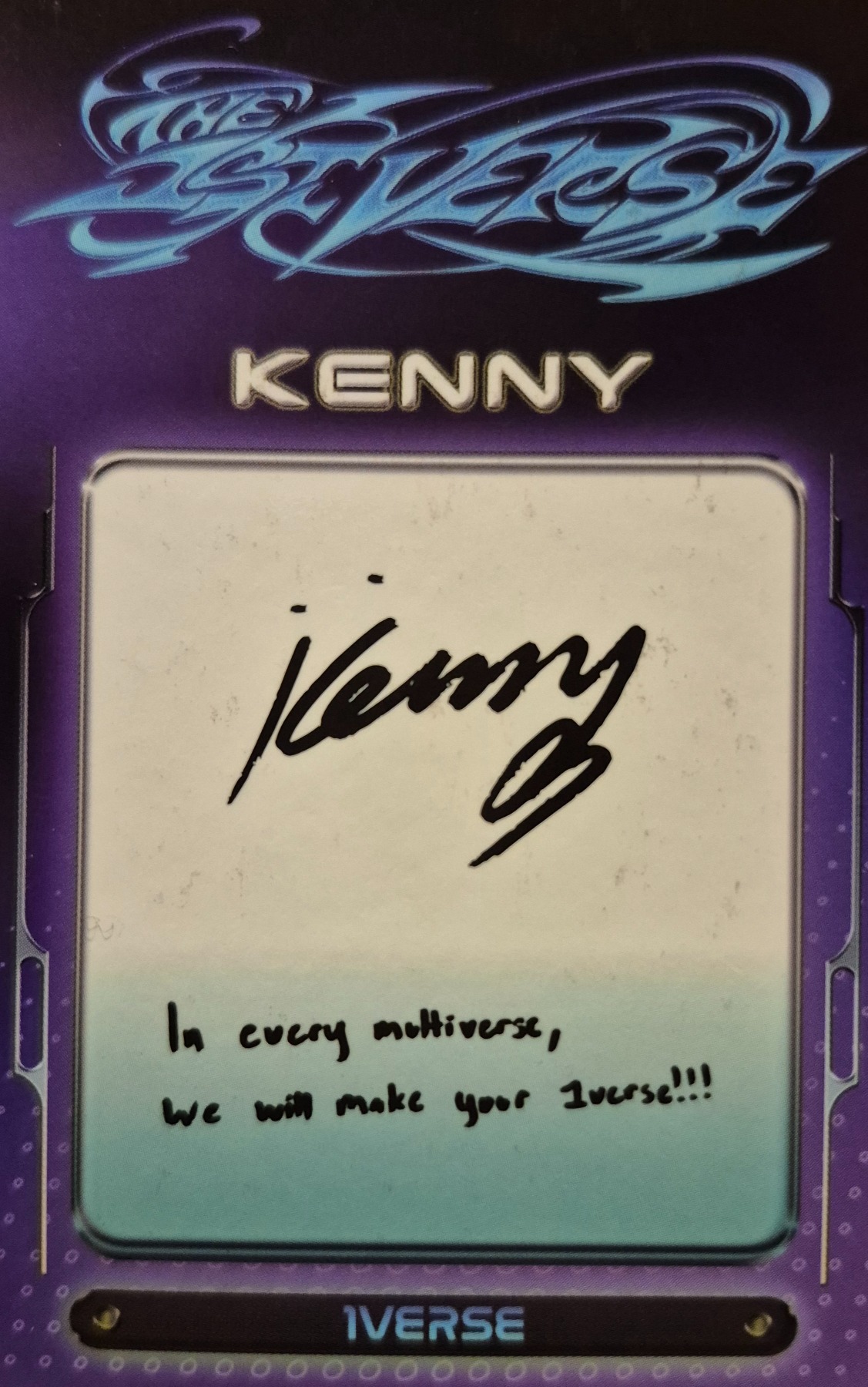 Kenny 1VERSE photocard back side - Photocard