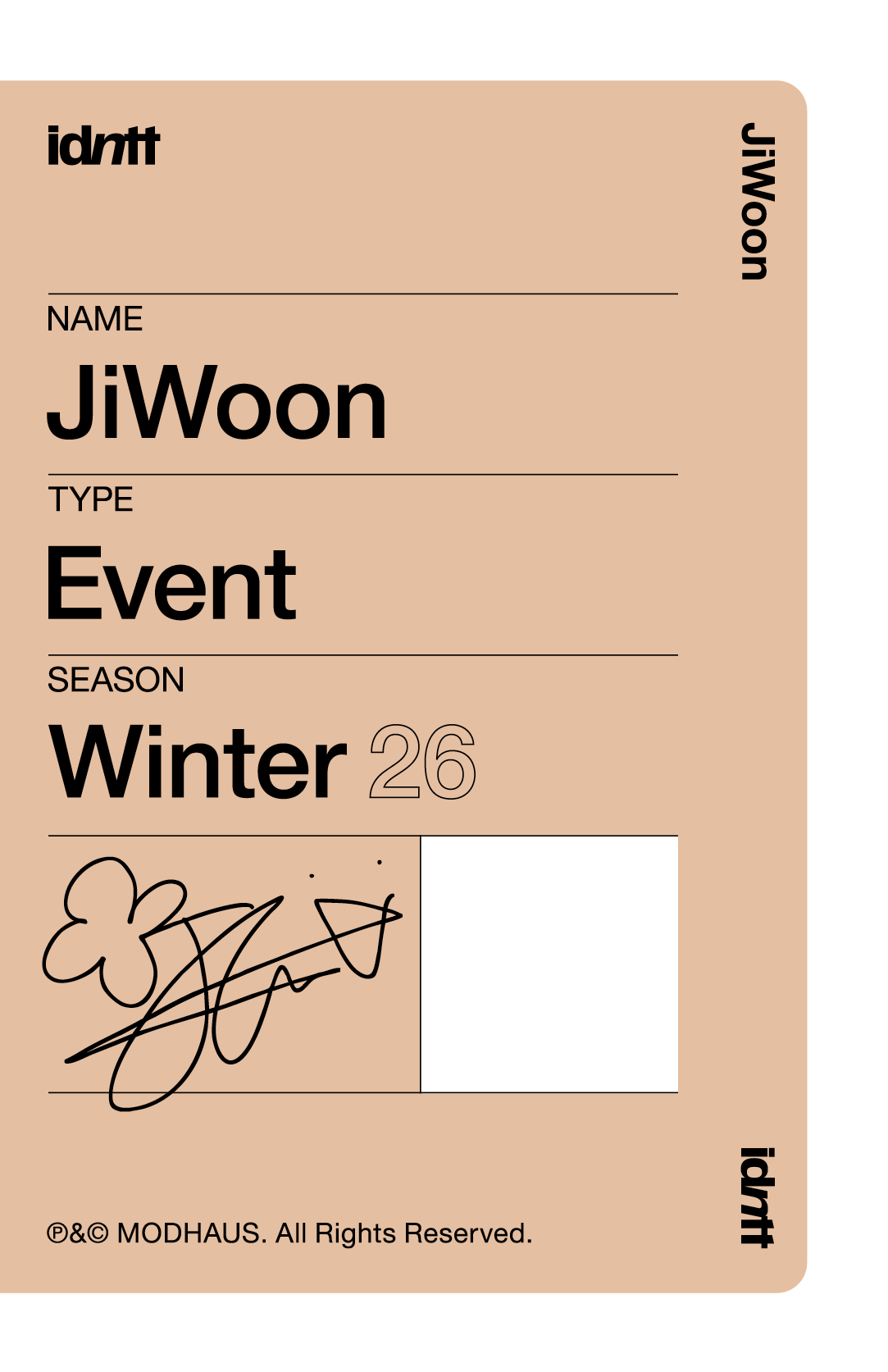 Nam JiWoon idntt photocard back side - Event Objekt