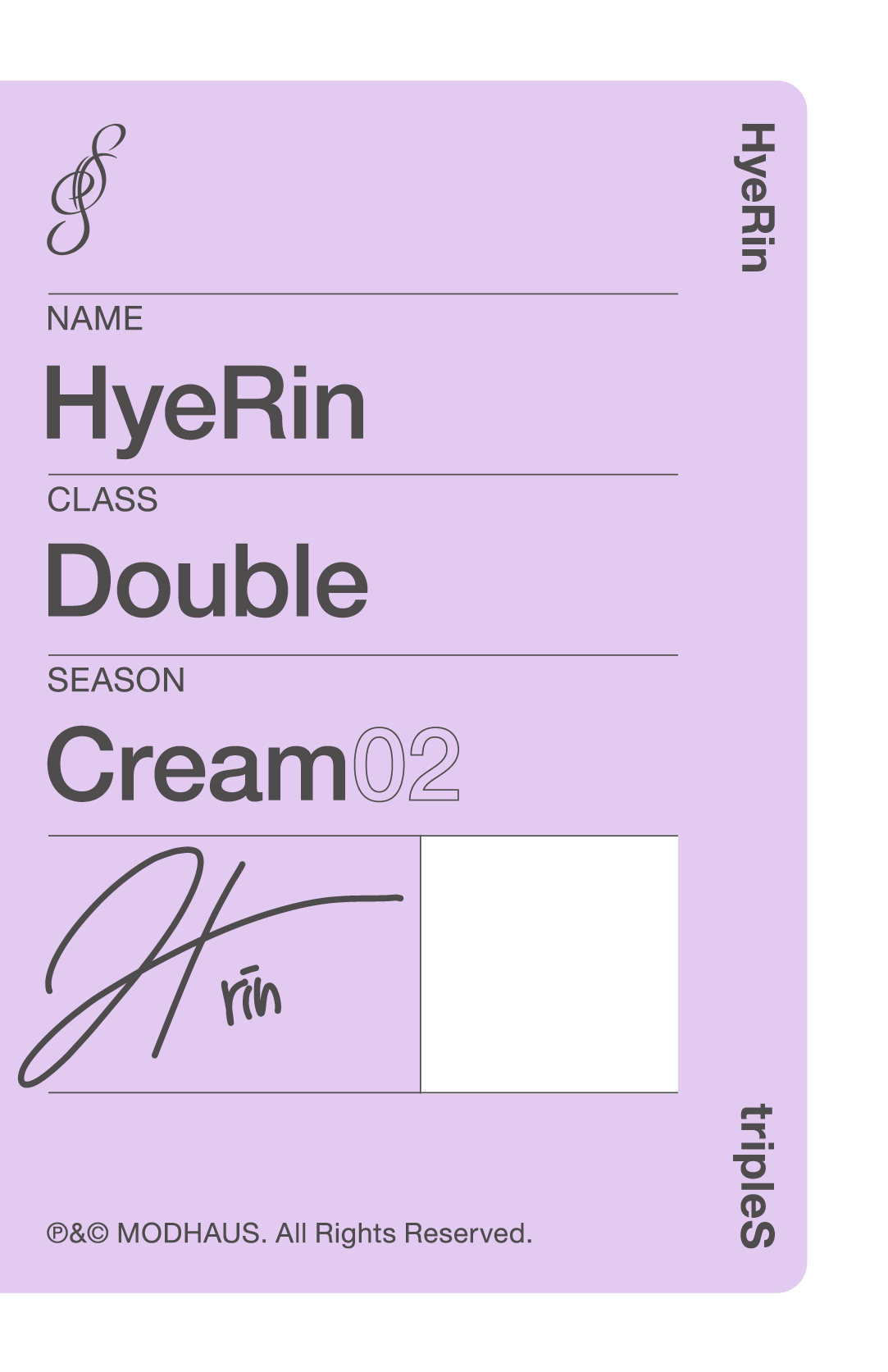 Hyerin tripleS photocard back side - Double Class Objekt