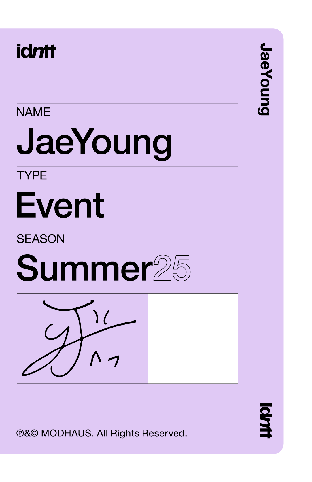 Lee JaeYoung idntt photocard back side - Event Objekt
