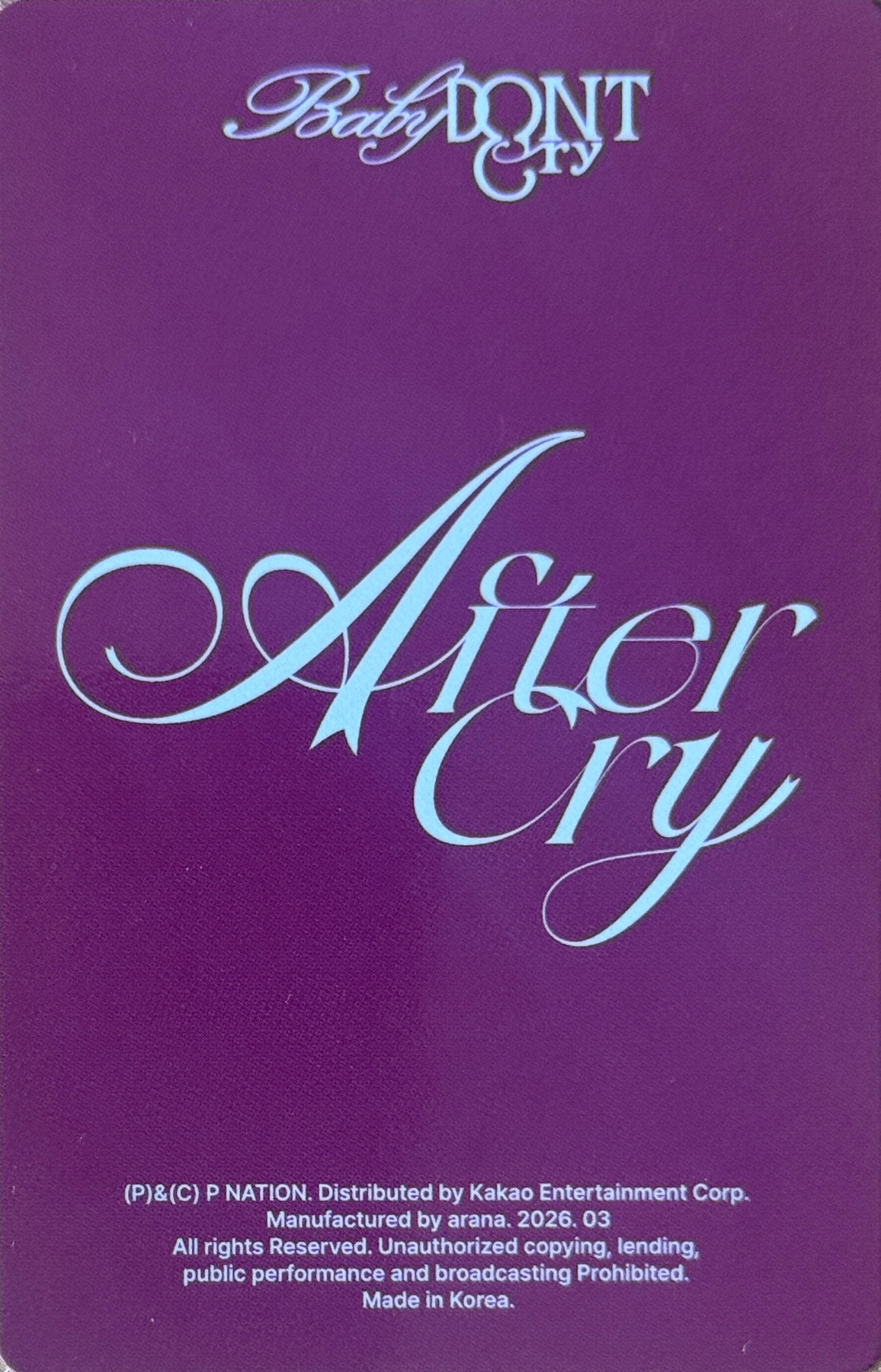 Yihyun, Kumi, Mia & Beni Baby DONT Cry photocard back side - Group Photocard