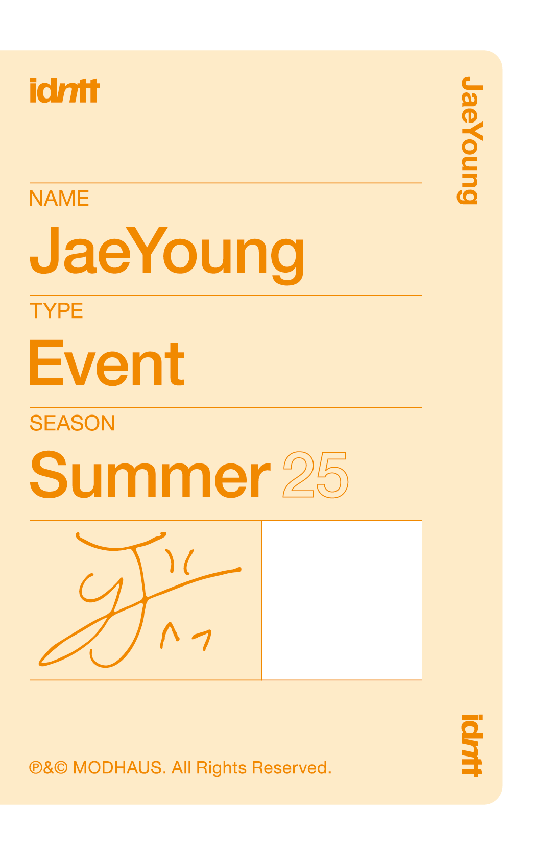 Lee JaeYoung idntt photocard back side - Vip Benefit Objekt (Japan / Taipei)