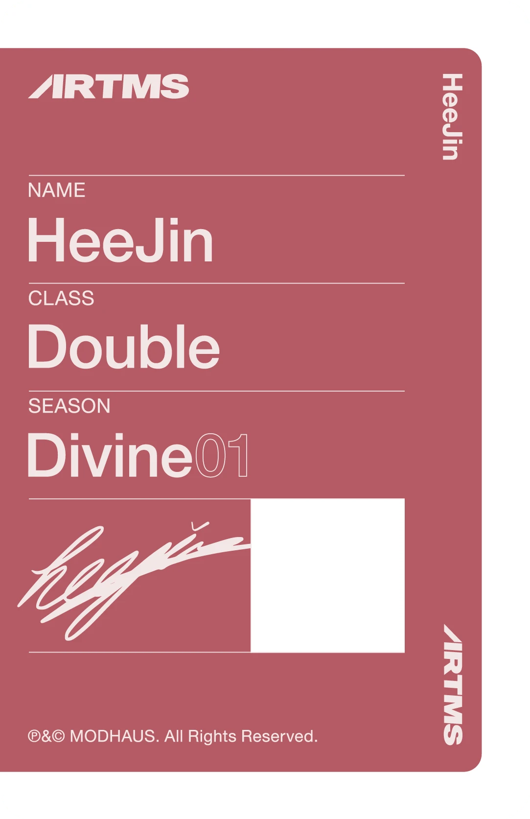 Heejin ARTMS photocard back side - VIP Benefit