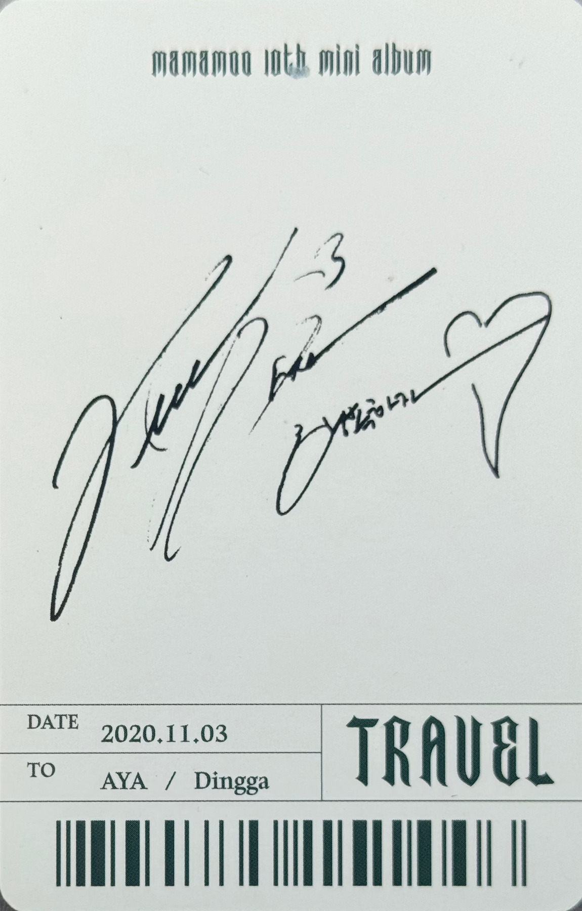 Hwasa MAMAMOO photocard back side - Photocard