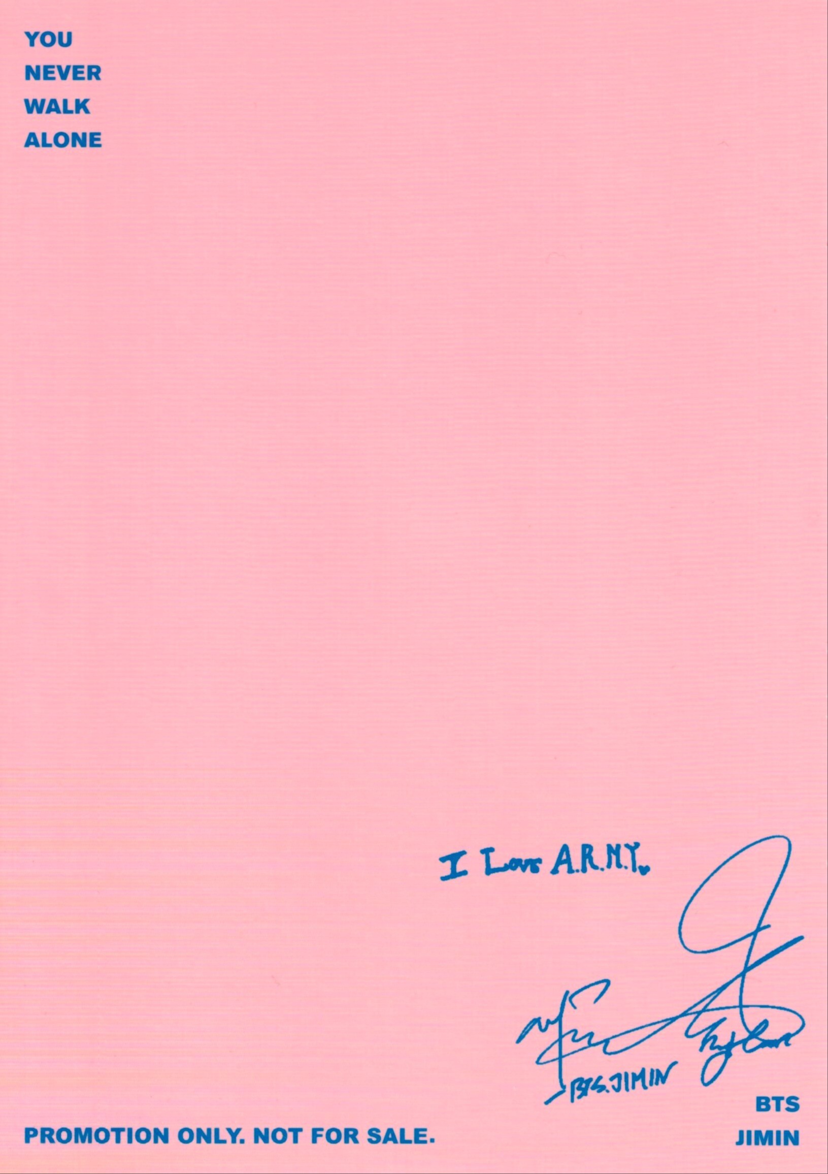 Jimin BTS photocard back side - Taiwan First Press Benefit
