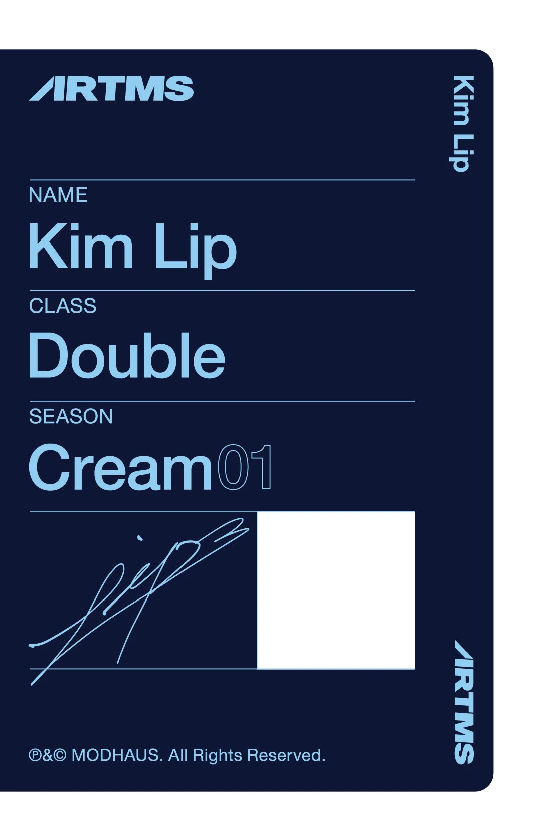 Kim Lip ARTMS photocard back side - VIP Benefit