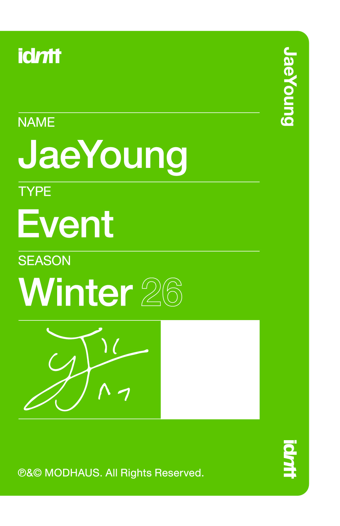 Lee JaeYoung idntt photocard back side - Event Objekt
