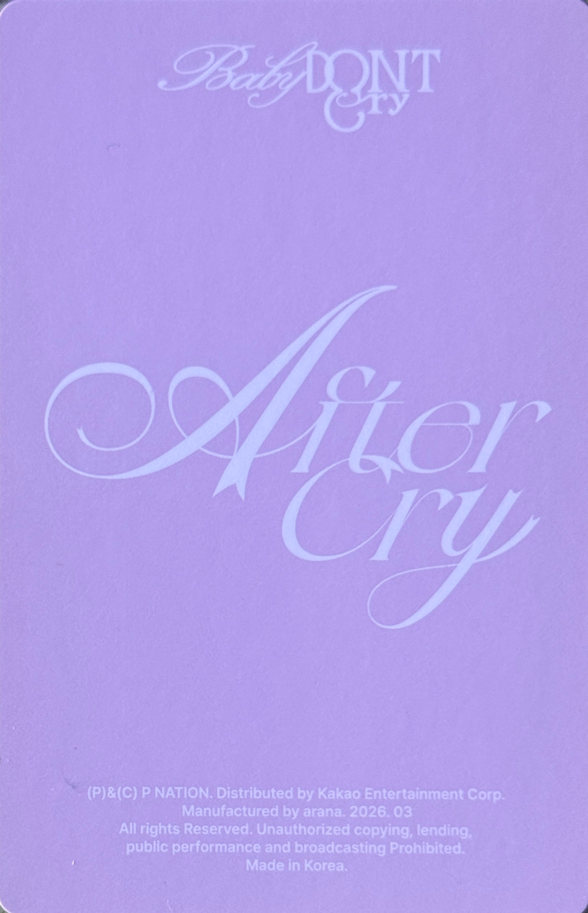 Beni, Mia, Kumi & Yihyun Baby DONT Cry photocard back side - Group Photocard