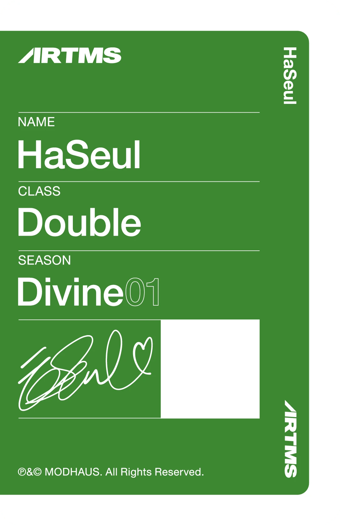 Haseul ARTMS photocard back side - Physical Objekt (Single Release Ver.)