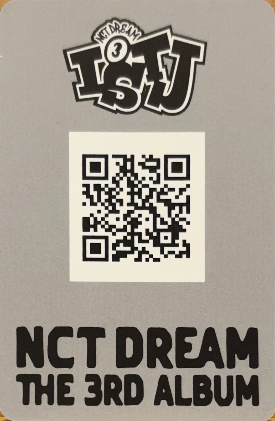 Mark, Renjun, Haechan, Jaemin, Jeno, Chenle & Jisung NCT DREAM photocard back side - QR Card