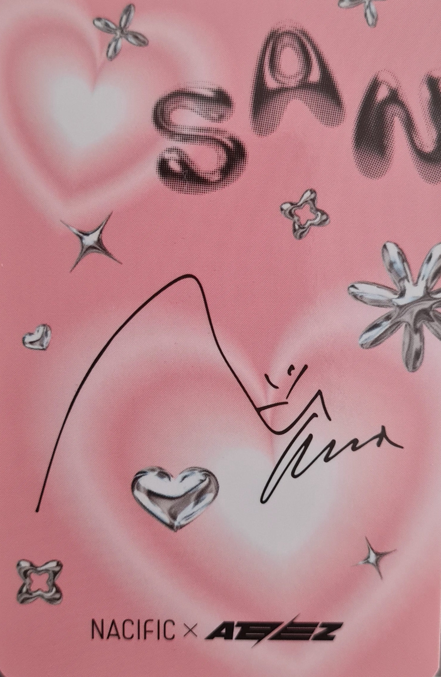 San ATEEZ photocard back side - Benefit