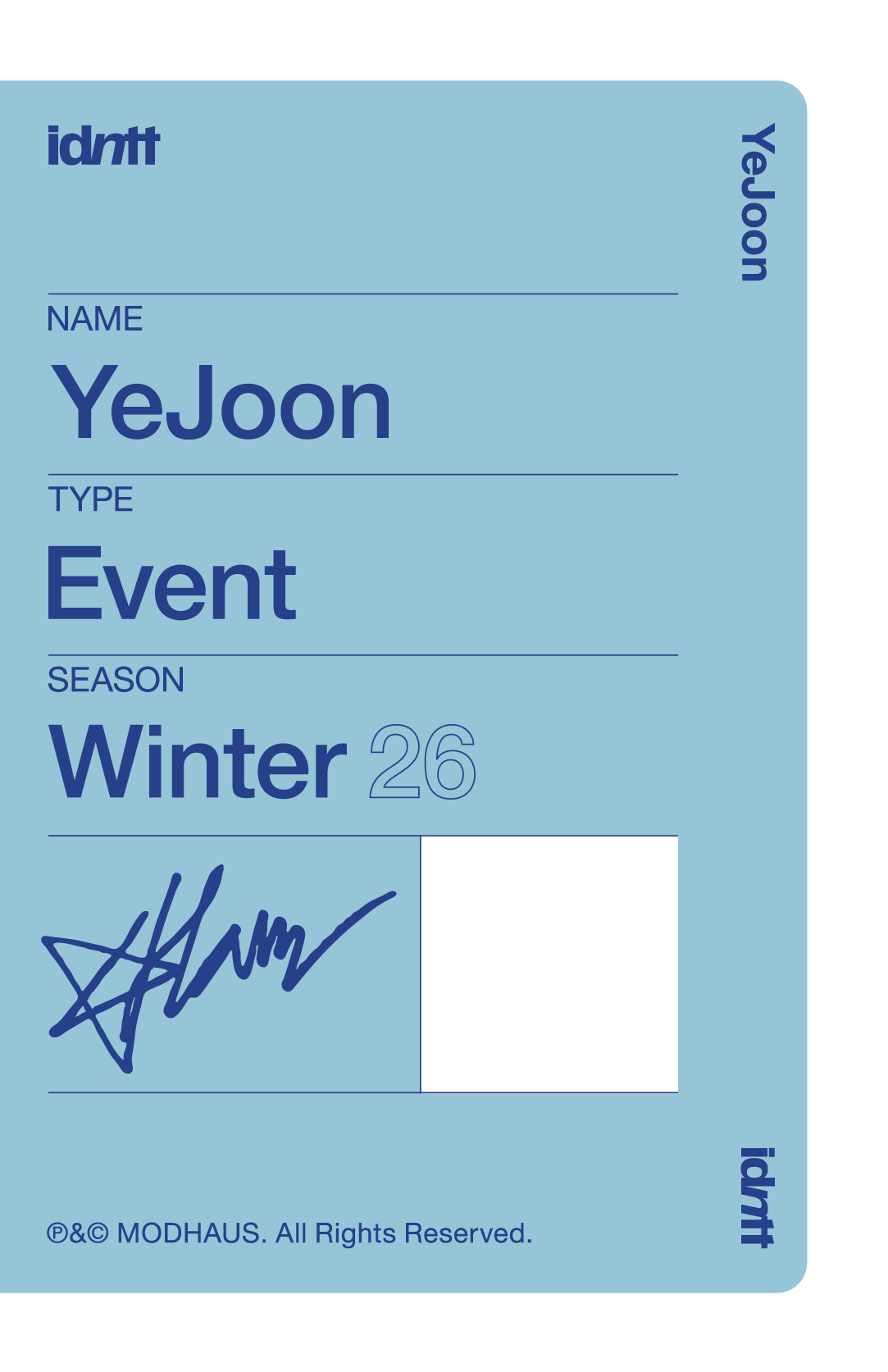 Han YeJoon idntt photocard back side - VIP Benefit Objekt