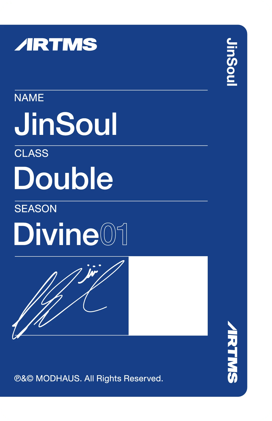 JinSoul ARTMS photocard back side - Physical Objekt (Single Release Ver.)
