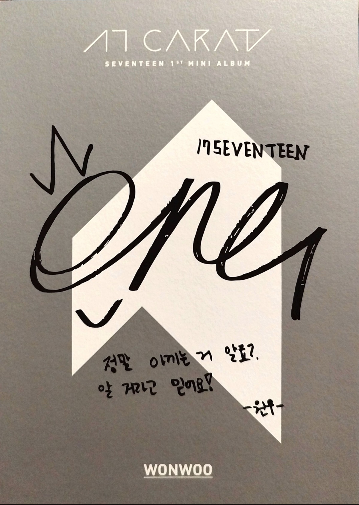 Wonwoo SEVENTEEN photocard back side - Postcard Set