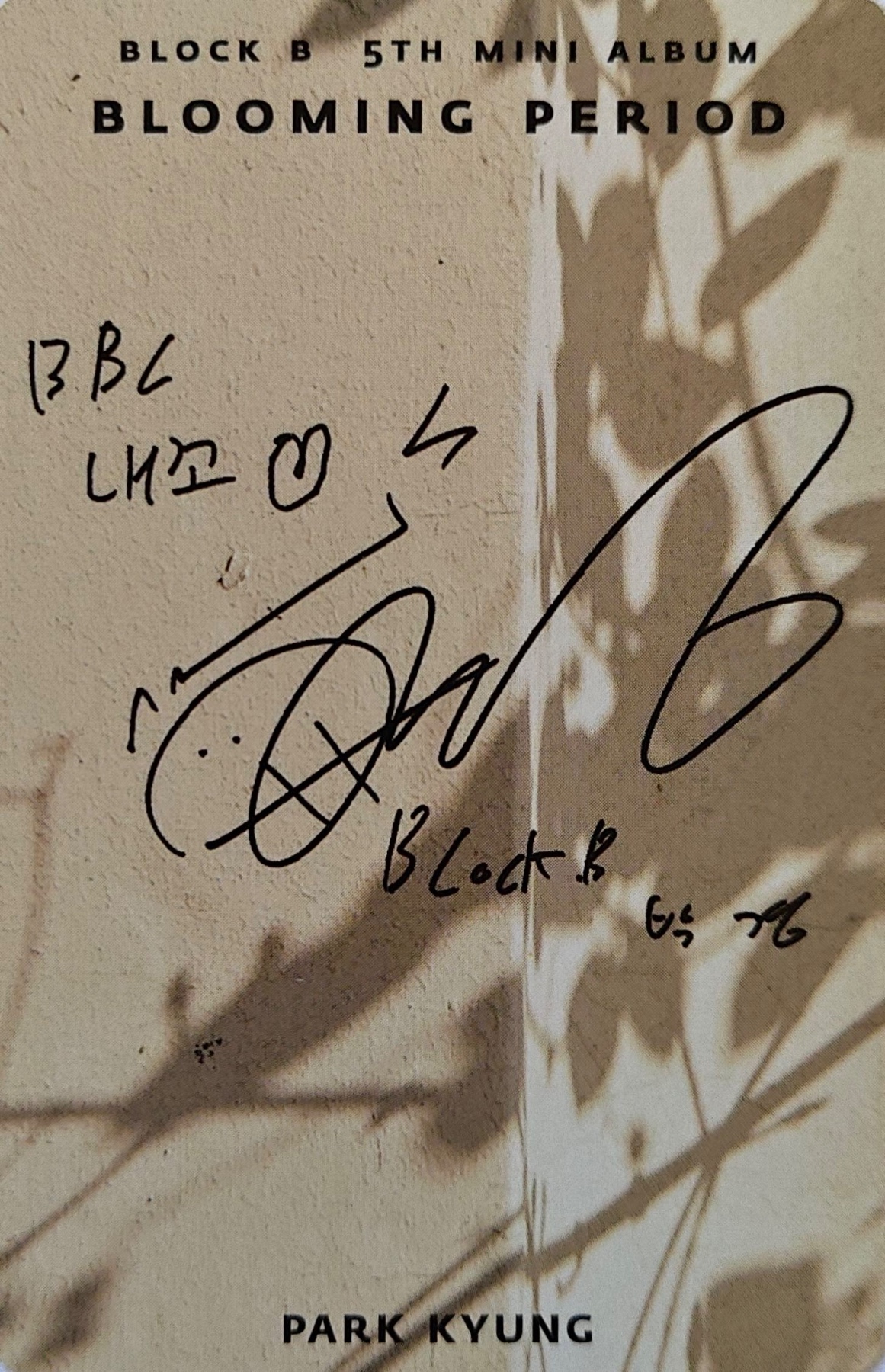 Kyung Block B photocard back side - Photocard