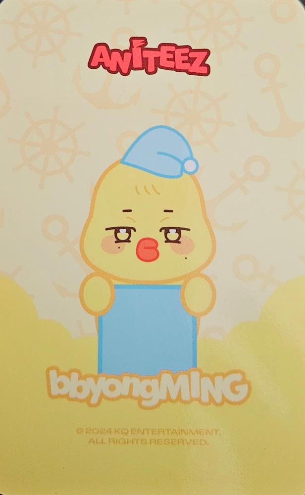 Mingi ATEEZ photocard back side - Monitor Doll - Sleep Ver.