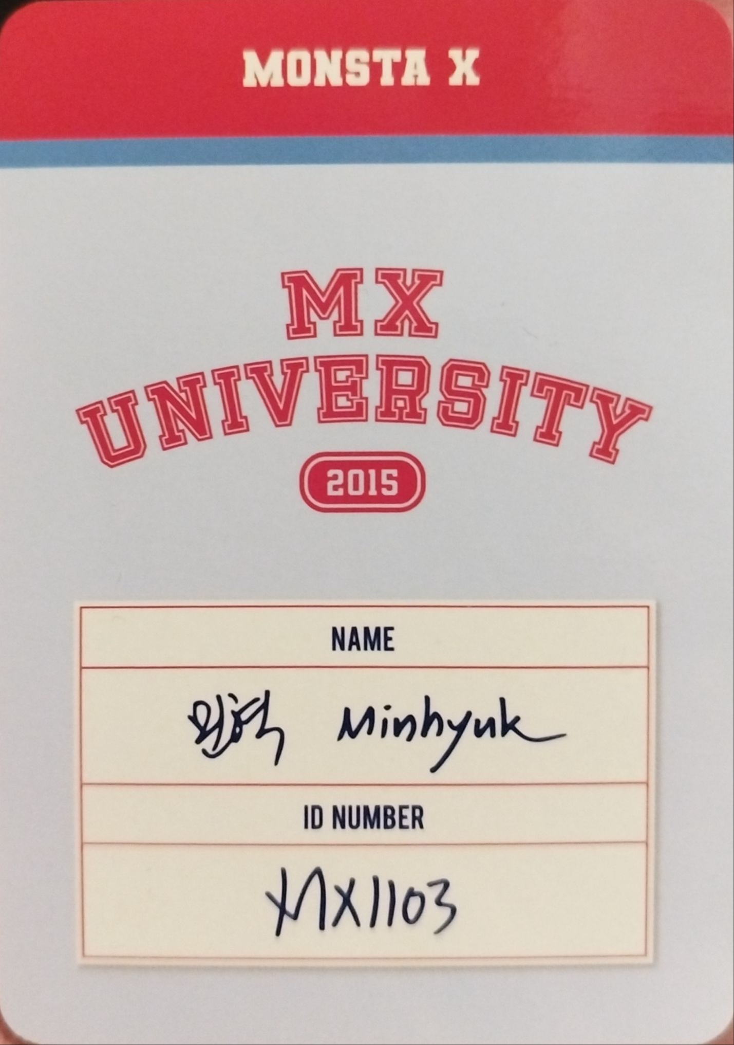 Minhyuk MONSTA X photocard back side - Photocard case