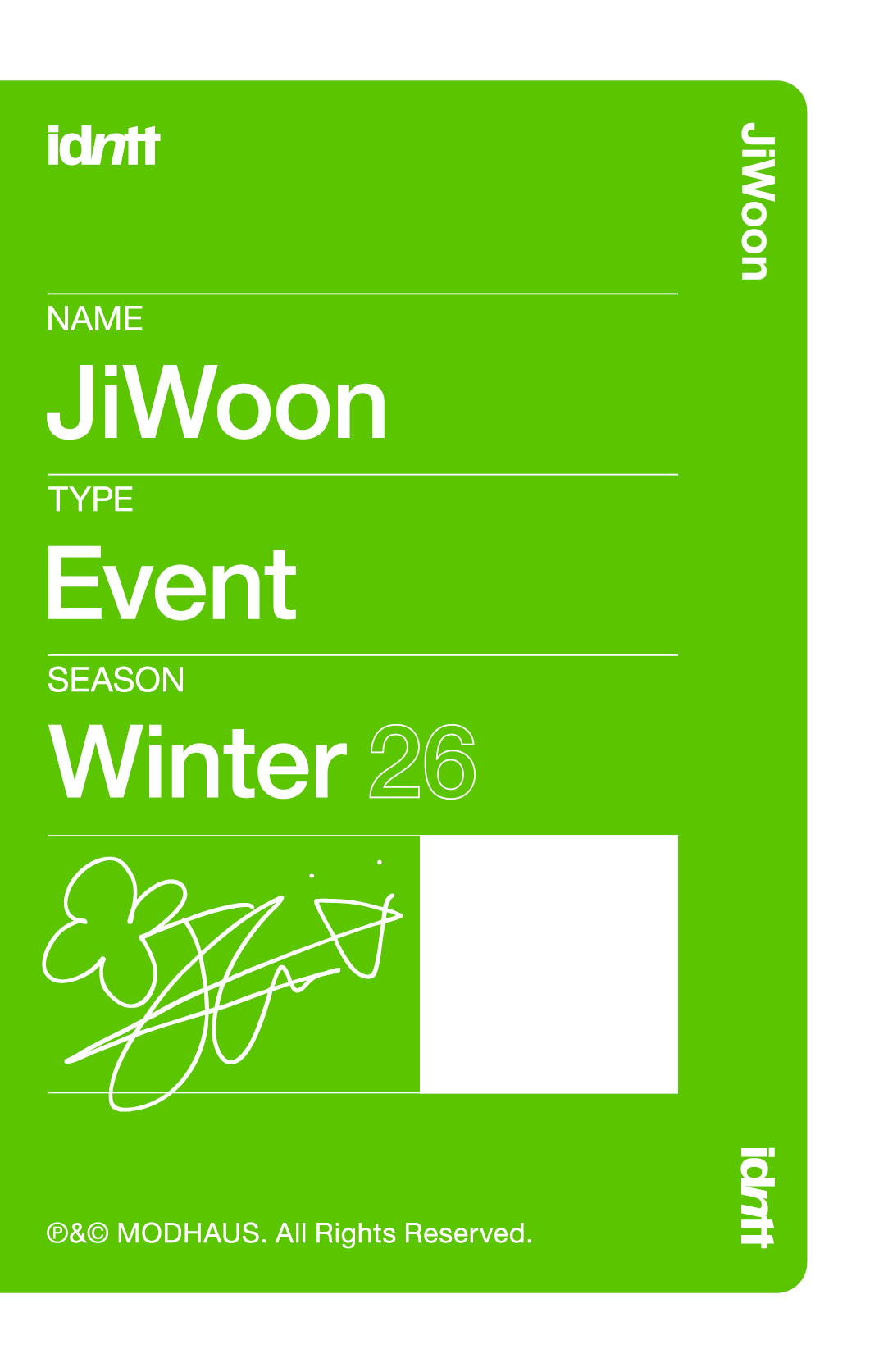 Nam JiWoon idntt photocard back side - Event Objekt