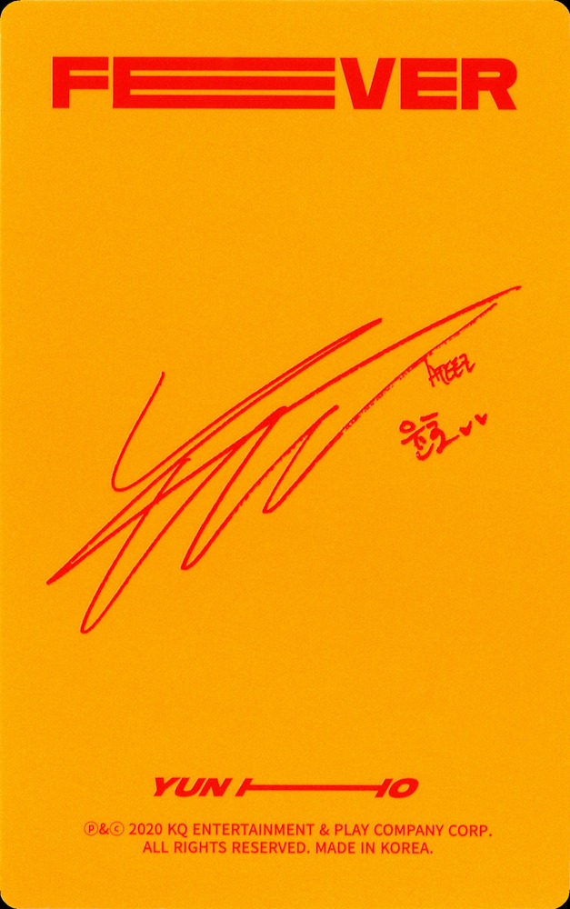 Yunho ATEEZ photocard back side - Nametag