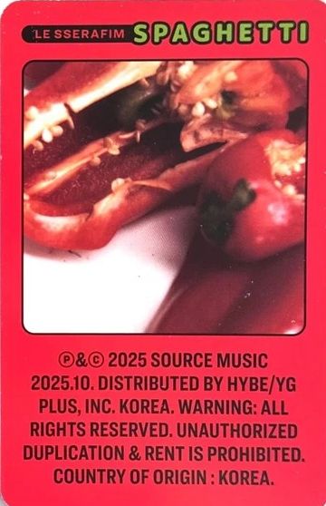 Eunchae LE SSERAFIM photocard back side - Ragu Red