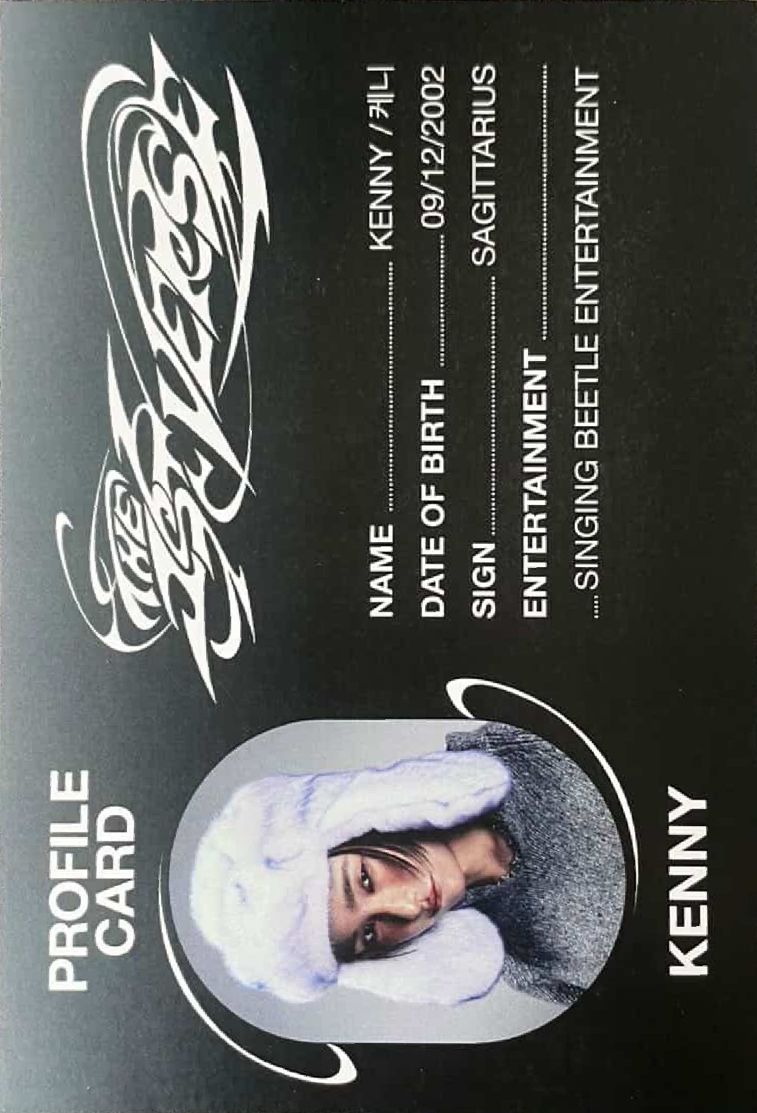 Kenny 1VERSE photocard back side - Profile Card