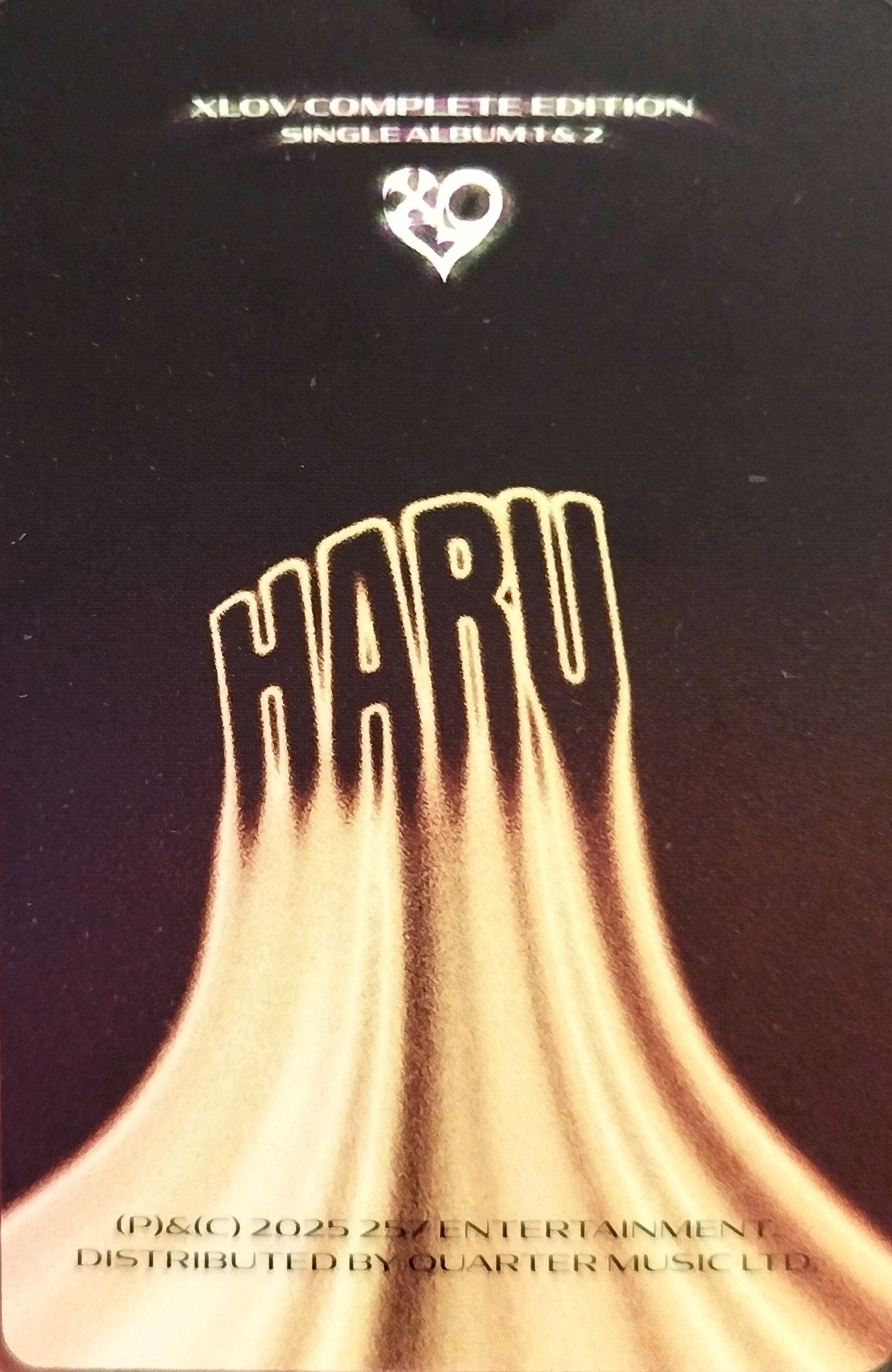 Haru XLOV photocard back side - Selfie Photocard