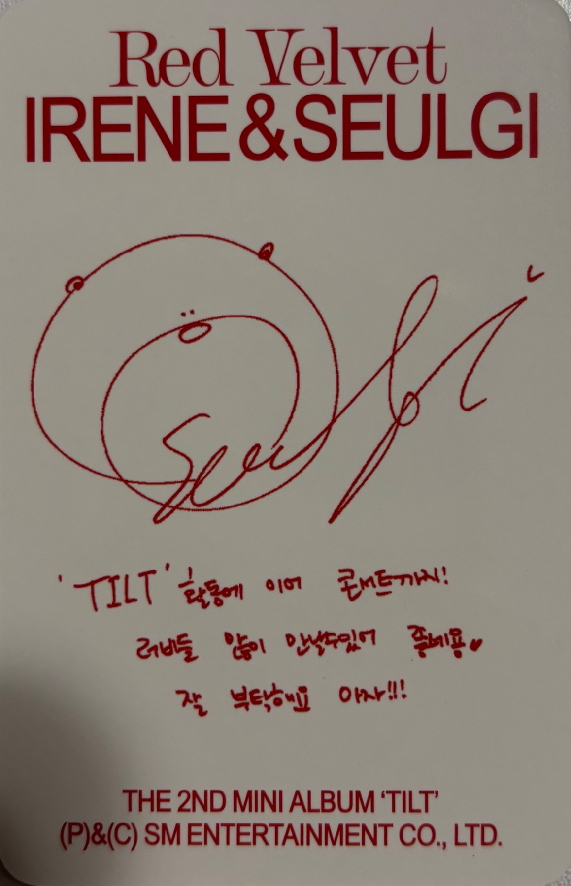 Seulgi Irene & Seulgi photocard back side - Photocard