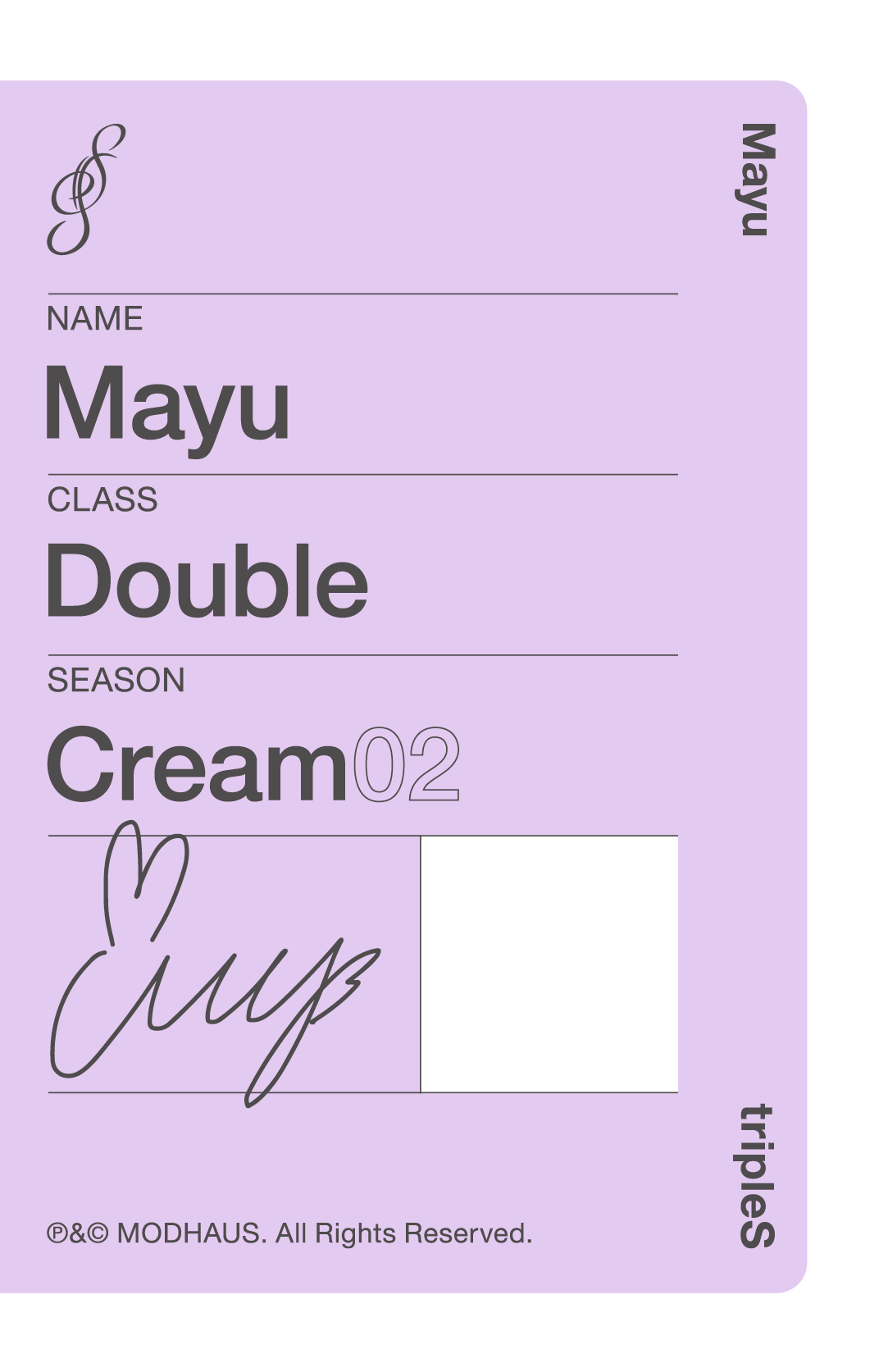 Mayu tripleS photocard back side - Double Class Objekt