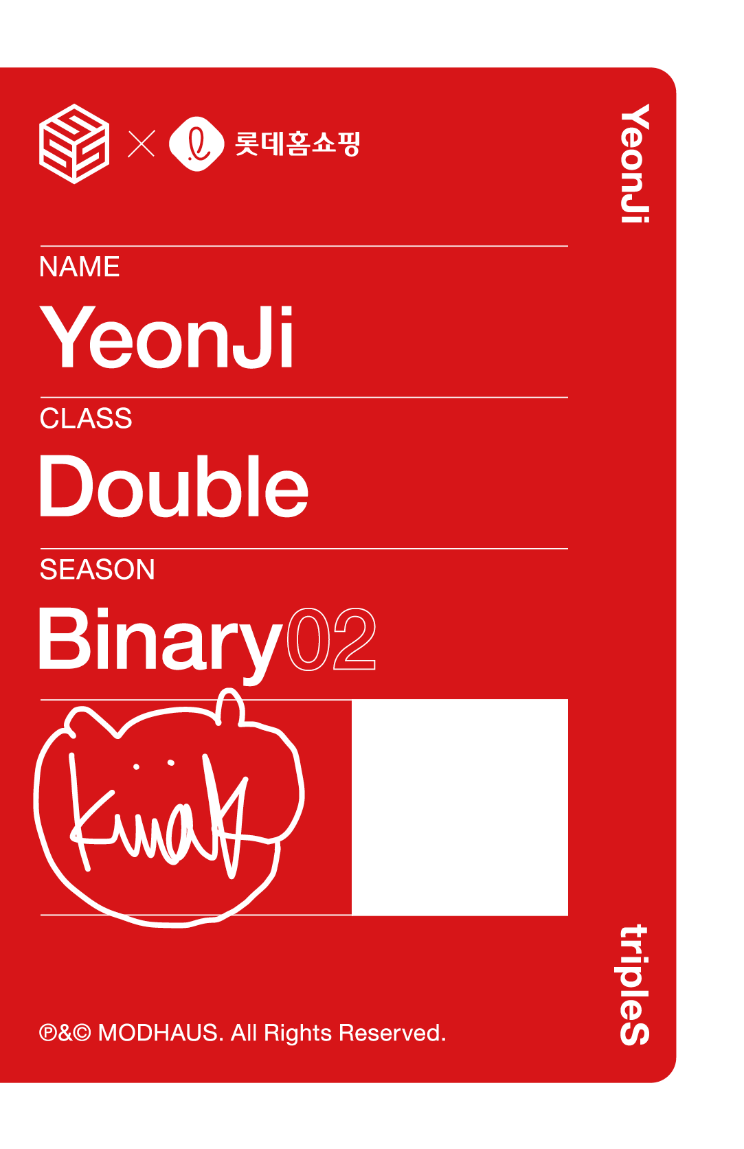 Yeonji tripleS photocard back side - Double Class Objekt - Selfie Version