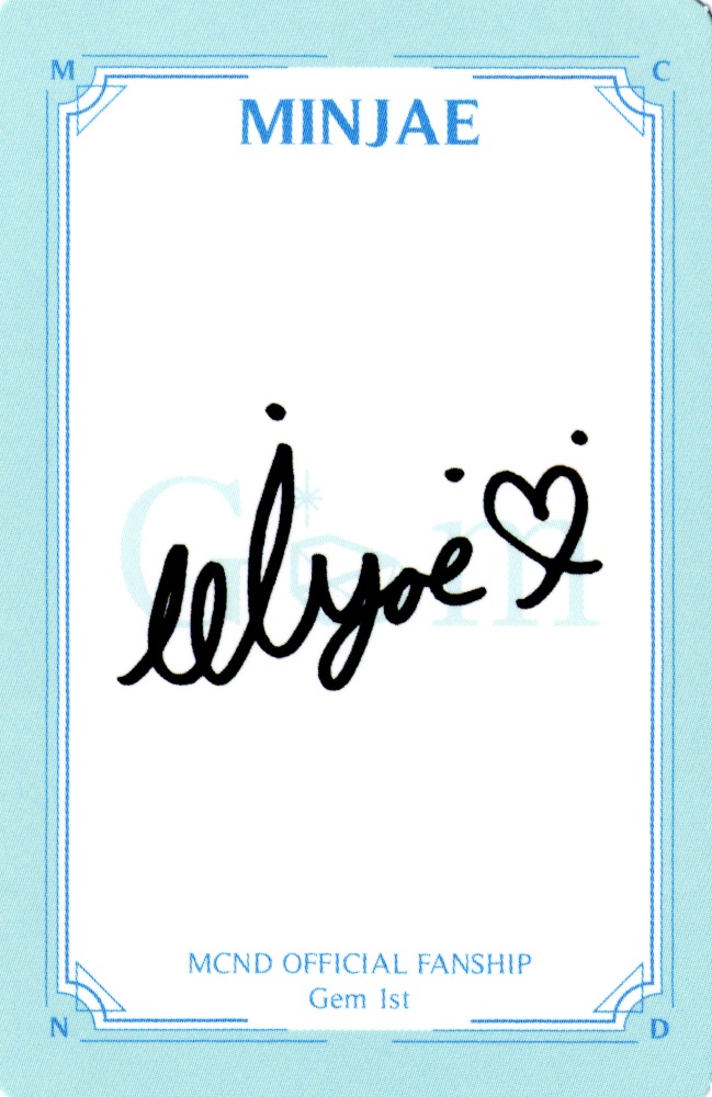 Minjae MCND photocard back side - Signature Card Set