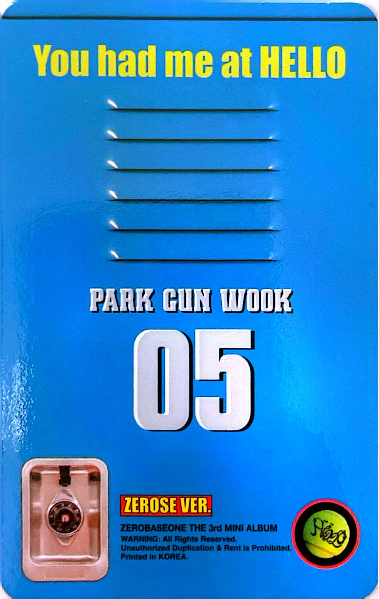 Gunwook ZEROBASEONE photocard back side - Concept Photocard