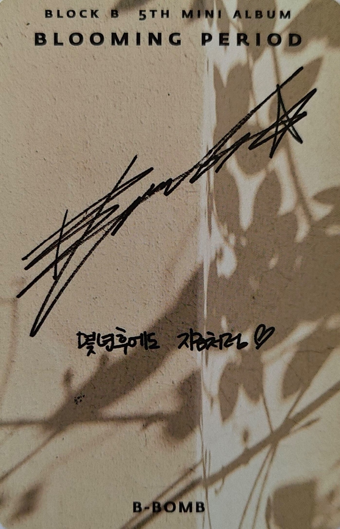 B-bomb Block B photocard back side - Photocard