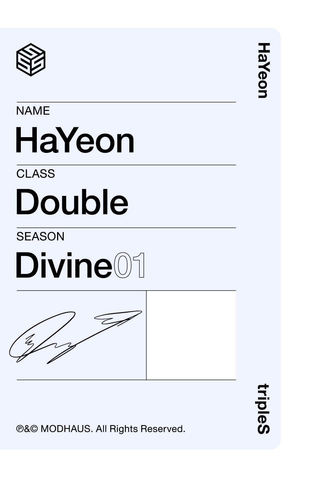 Hayeon tripleS photocard back side - Double Class Objekt