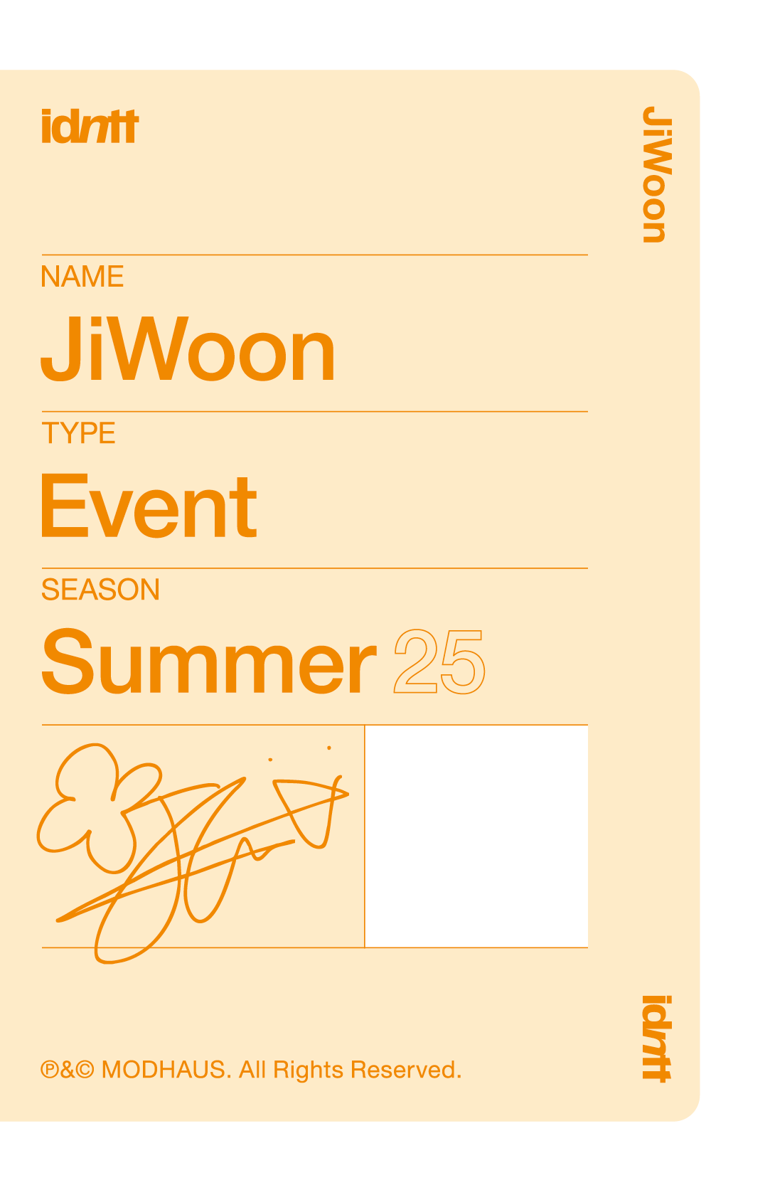 Nam JiWoon idntt photocard back side - Vip Benefit Objekt (Japan / Taipei)