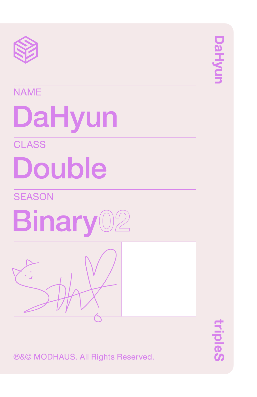 Dahyun tripleS photocard back side - Double Class Objekt