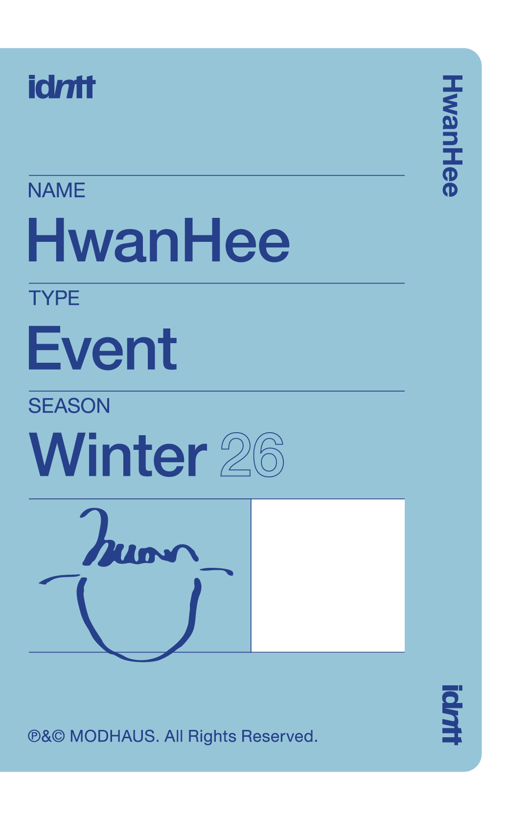 Lee HwanHee idntt photocard back side - VIP Benefit Objekt