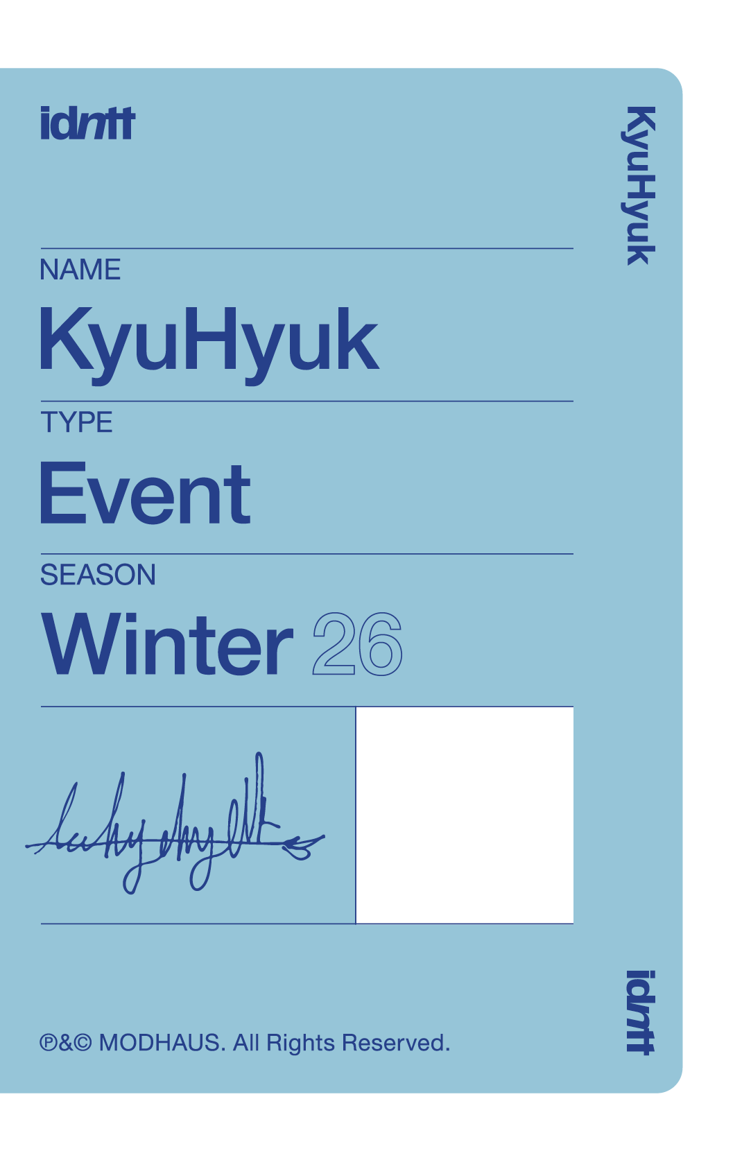 Lee KyuHyuk idntt photocard back side - VIP Benefit Objekt