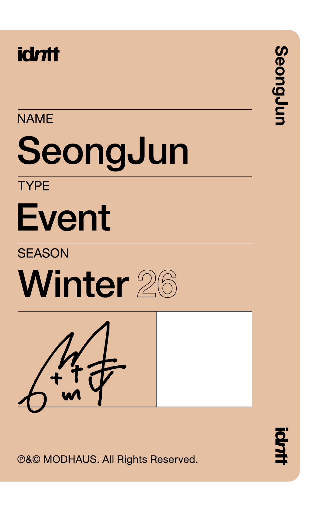 Kim SeongJun idntt photocard back side - Event Objekt