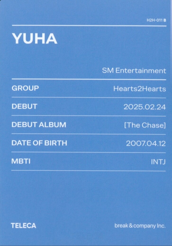 Yuha Hearts2Hearts photocard back side - Base ver.