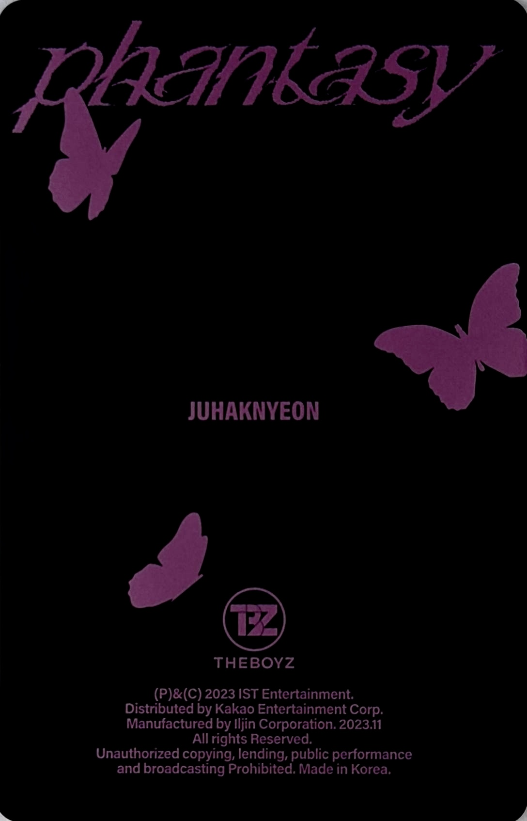Juhaknyeon THE BOYZ photocard back side - Lenticular Card