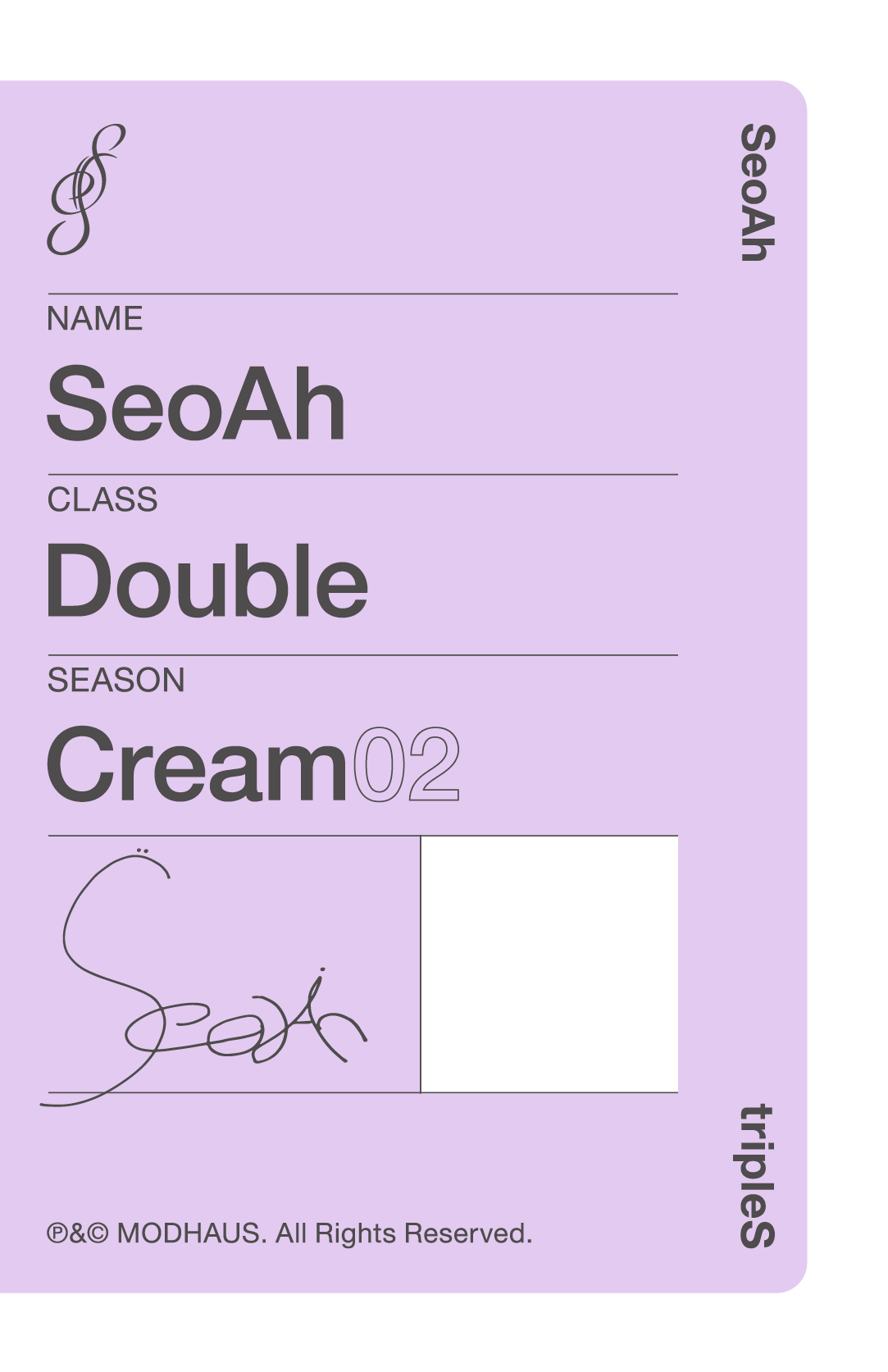 Seoah tripleS photocard back side - Double Class Objekt