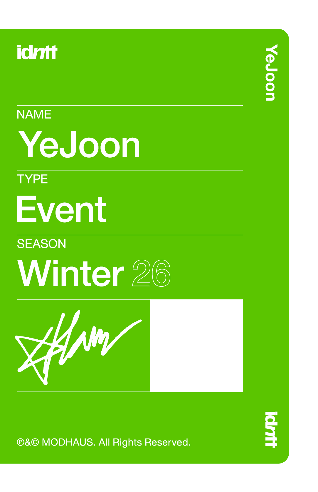 Han YeJoon idntt photocard back side - Event Objekt