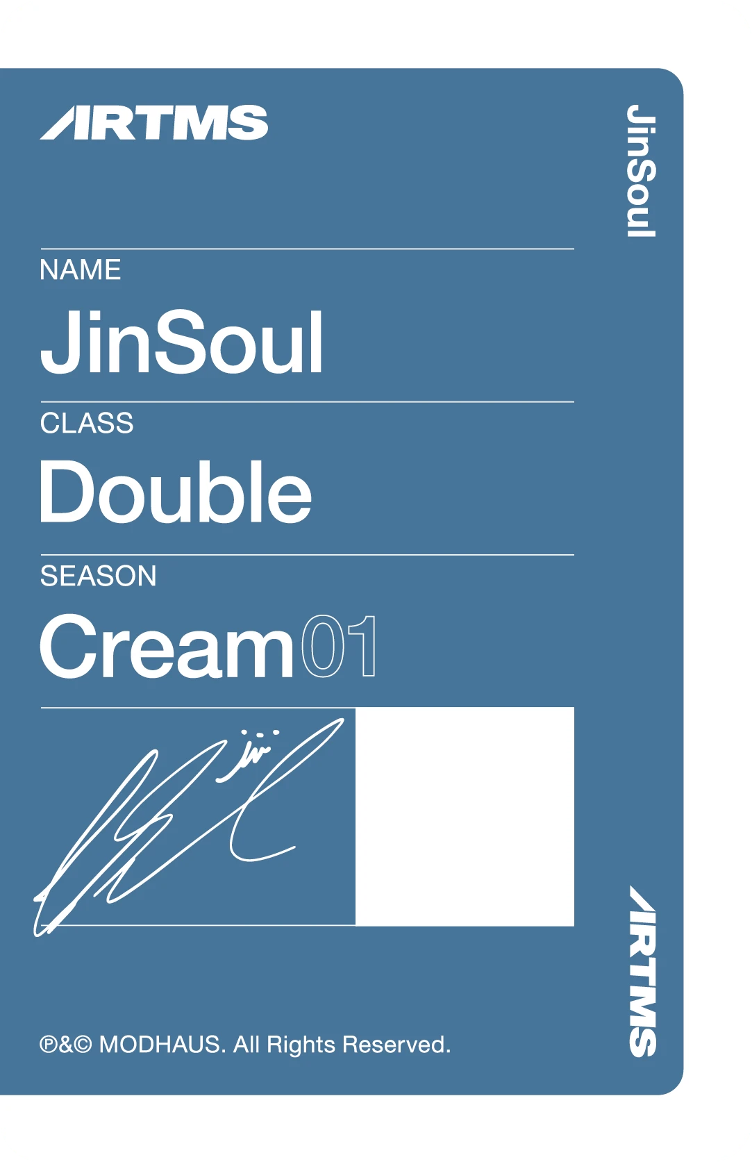 JinSoul ARTMS photocard back side - Cream01 Double Class Objekt