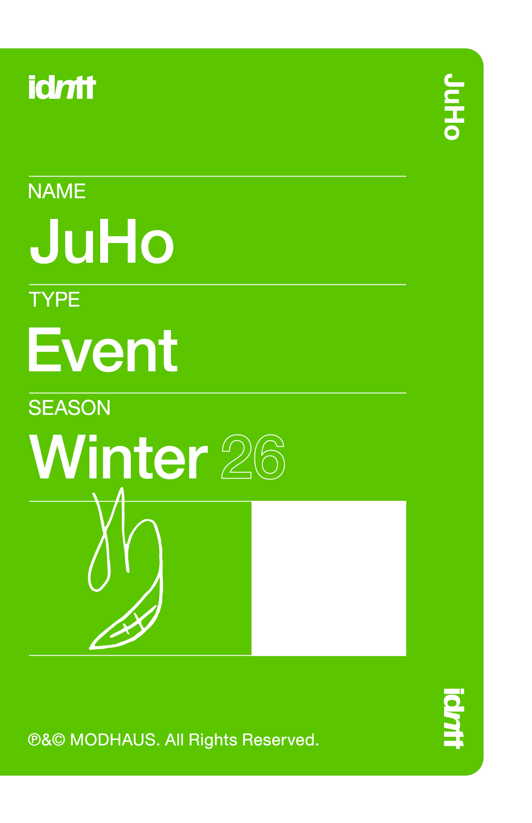 Kim JuHo idntt photocard back side - Event Objekt