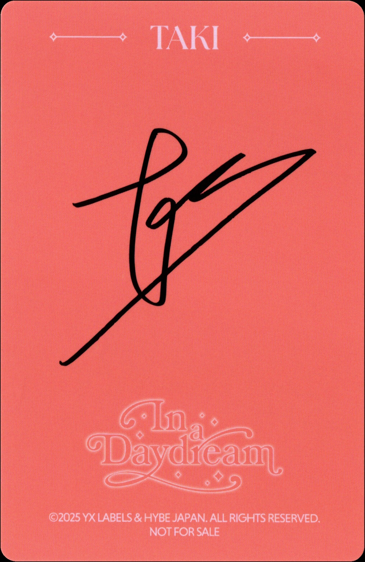 Taki &TEAM photocard back side - Photocards