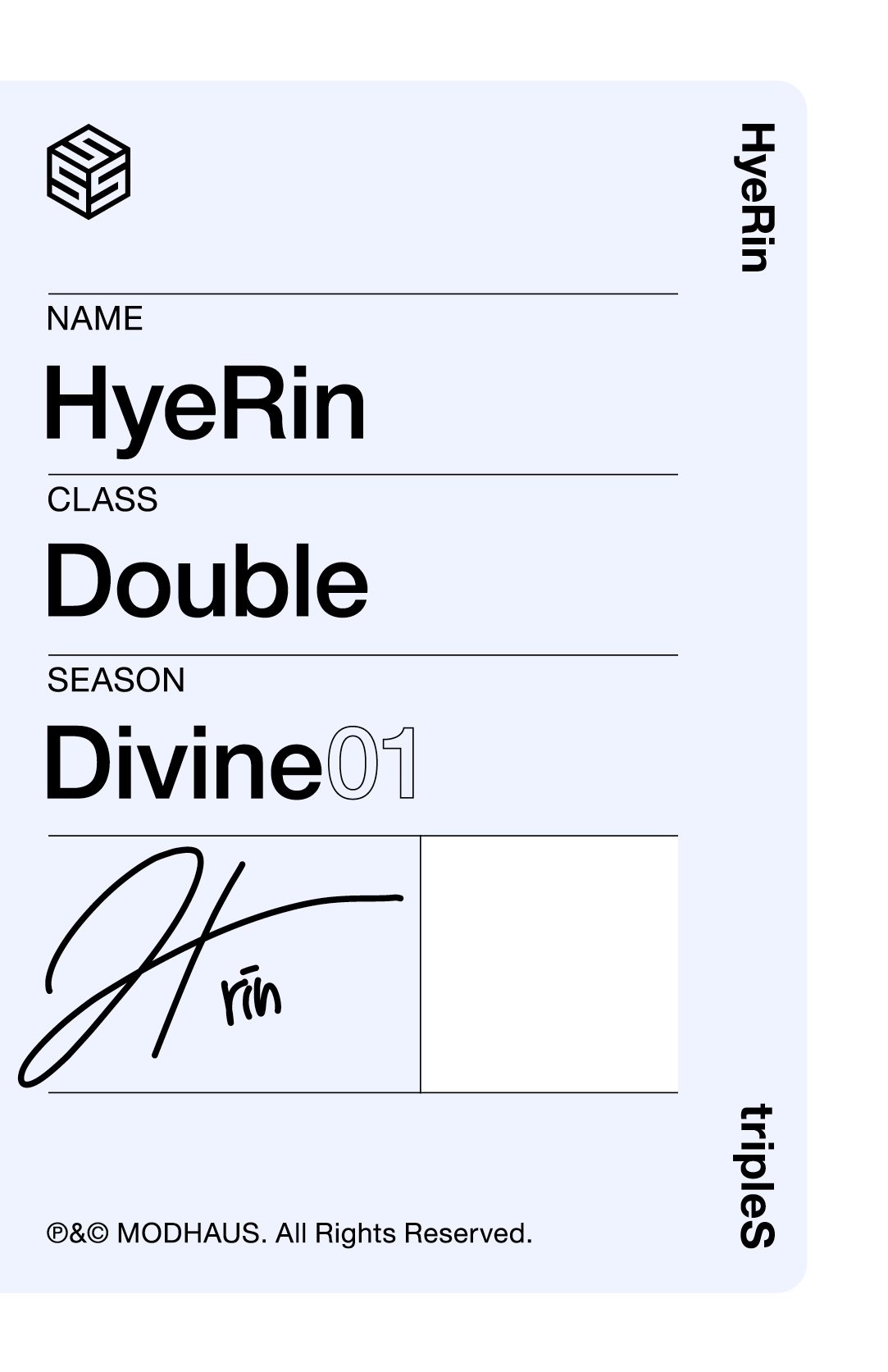 Hyerin tripleS photocard back side - Double Class Objekt